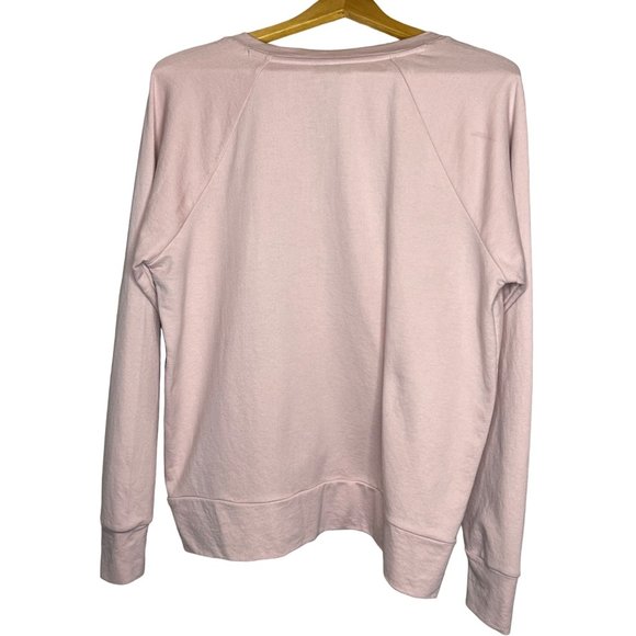 A.N.A. A new approach lace up front knit pink sweatshirt hi-lo long sleeve V-nec - Picture 5 of 8